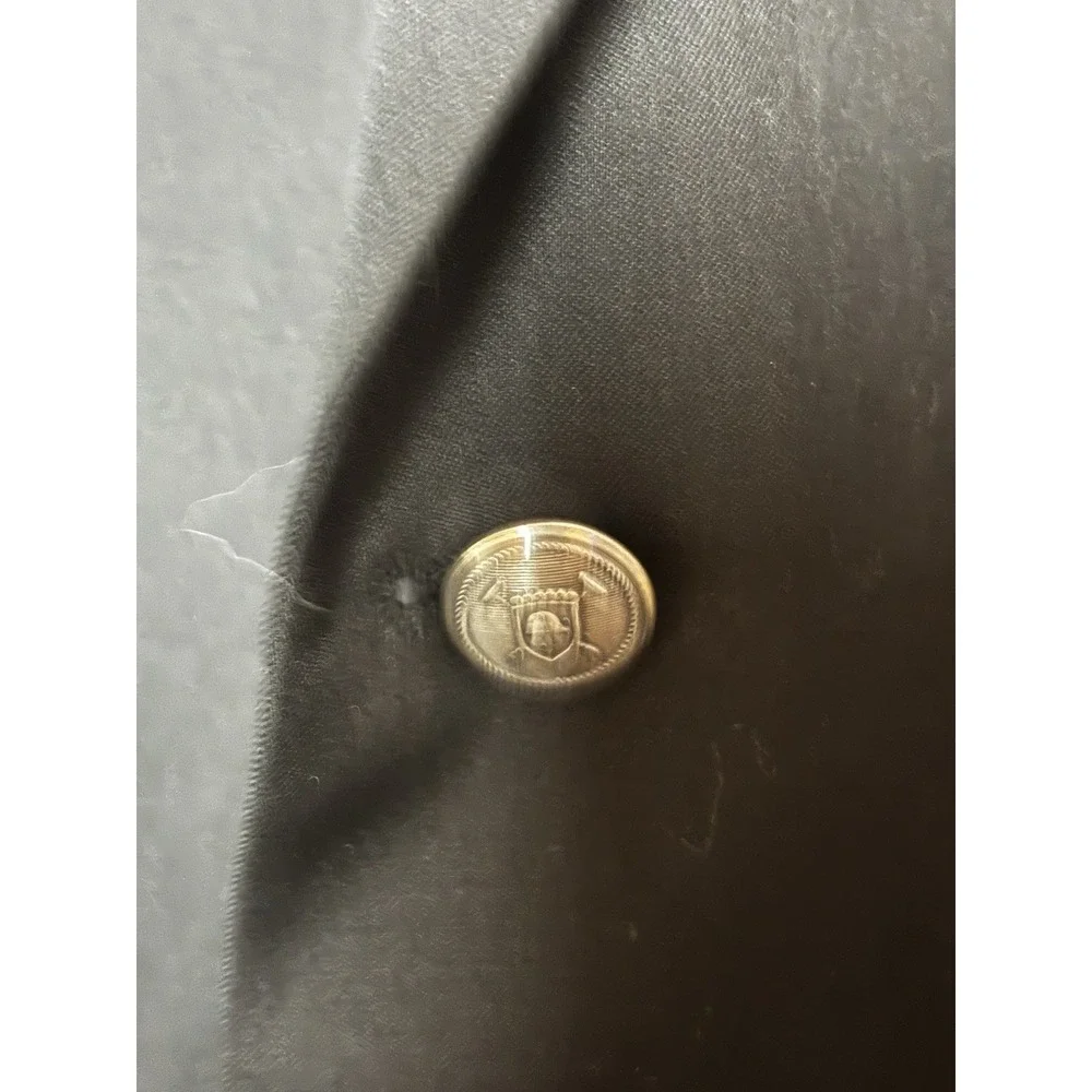 Ralph Lauren 50L Dark Navy 100% Wool 2 Btn Crest‎ Silver Button Blazer